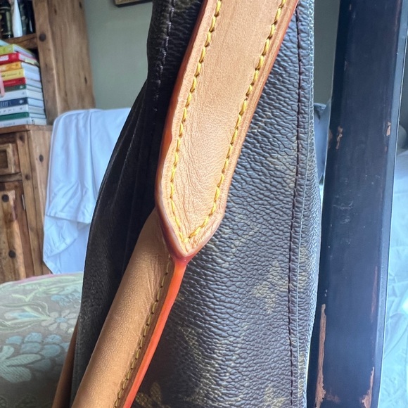 Louis Vuitton Dark Brown Monogram Shoulder Bag with Tan Looping  Strap - Picture 9 of 11